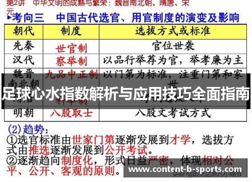 足球心水指数解析与应用技巧全面指南